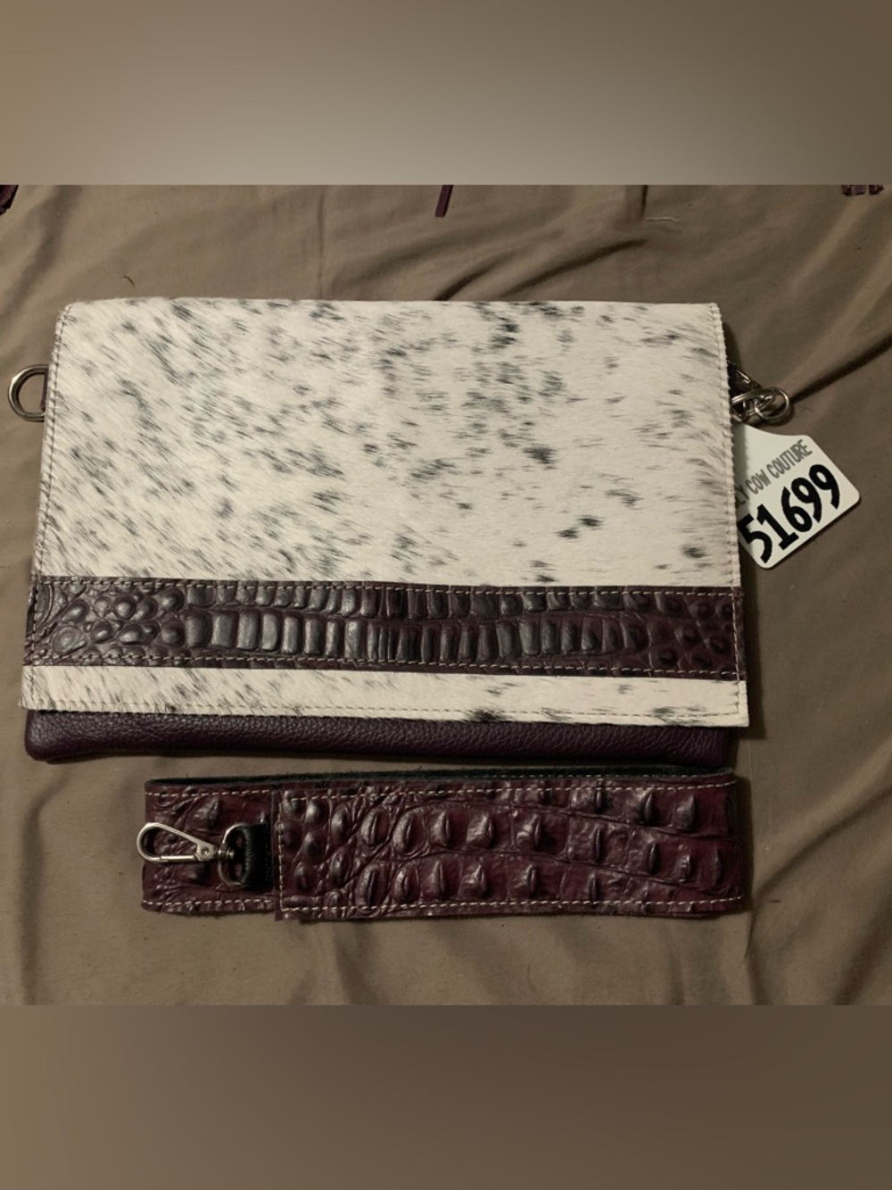 HCC Classy Cowgirl purse, purple Croc-embossed leather